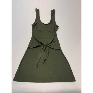 Aerie Olive Green Ribbed Tie Front Mini Dress Sleeveless Scoop Neck Medium